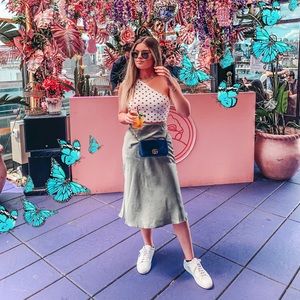 Silky Green Midi Skirt